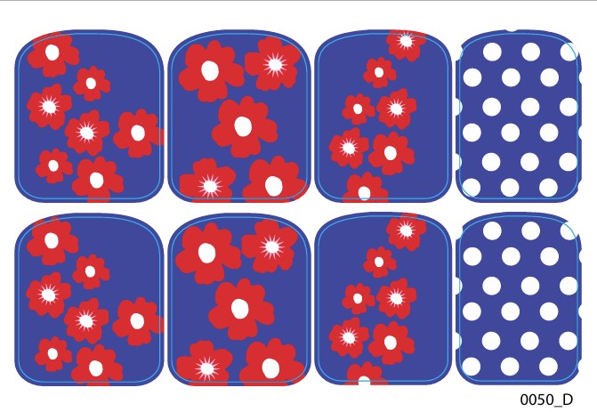 Didžiųjų nagų dekoravimo plėvelės pedikiūrui - 0050D