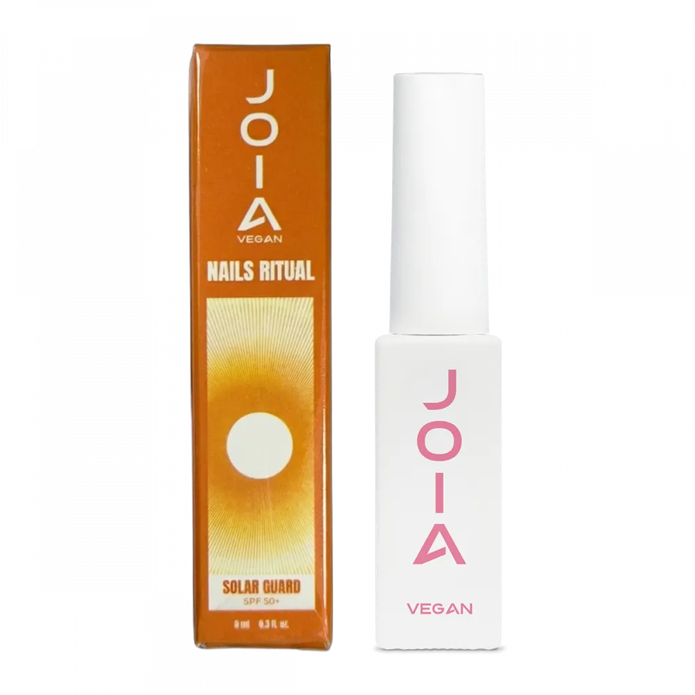 Ore džiūstantis topas ir bazė viename JOIA Vegan Solar Guard Base&Top with SPF 50+, 8 ml